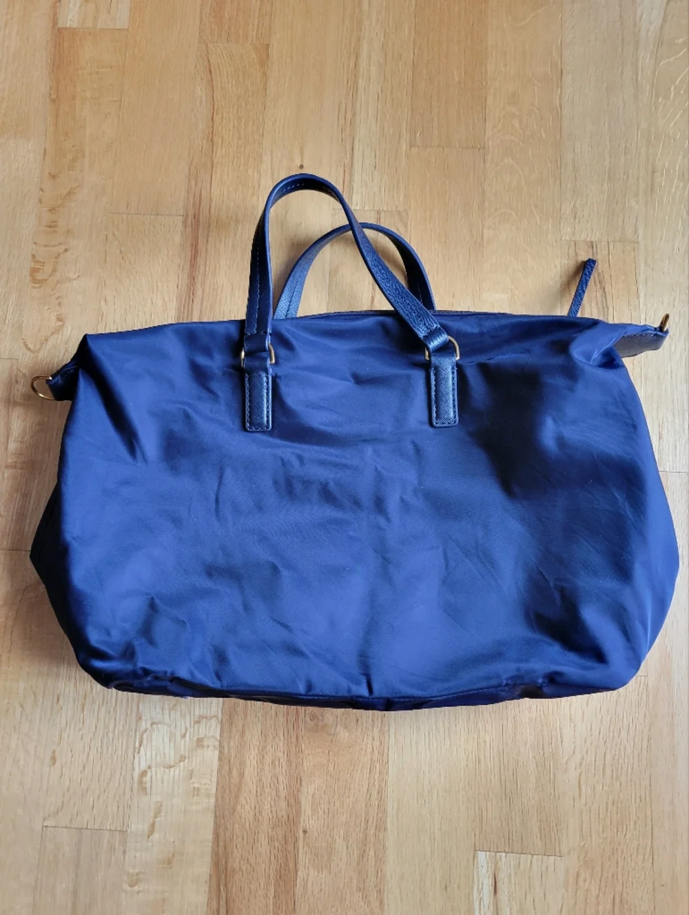 Tory Burch Tilda Nylon Slouchy Satchel Tote Purse Bag Handbag Navy Blue